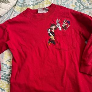 Vintage 1995Warner Bros. Red Long Sleeve Cartoon Tee